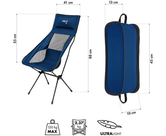 Kempinga krēsls NC3322 FALTSTUHL ULTRA LIGHT MARINEBLAU NILS CAMP