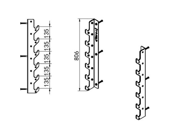 Statīvs svara stieņiem STR46 WALL MOUNTED OLIMPIC BARBELL RACK HMS