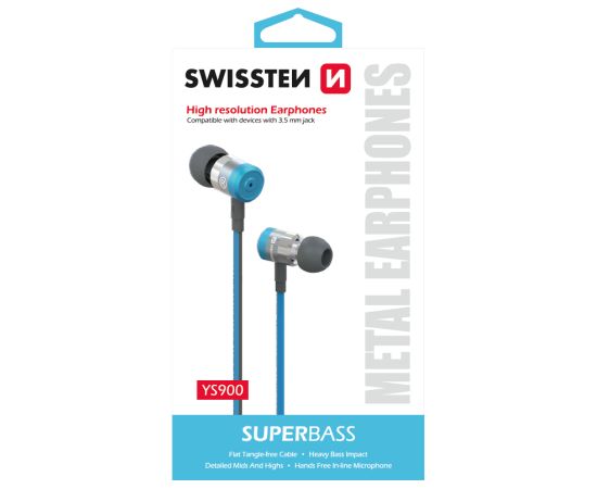 Swissten SuperBass Earbuds Metal YS900 Stereo Austiņas ar mikrofonu 3,5mm / 1.2m