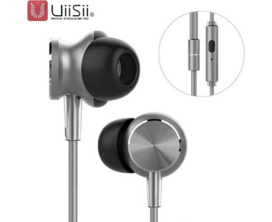 UiiSii GT500 Metal Hi-Fi Universālas Austiņas ar Mikrofonu un Pulti / 3.5mm / Sudraba