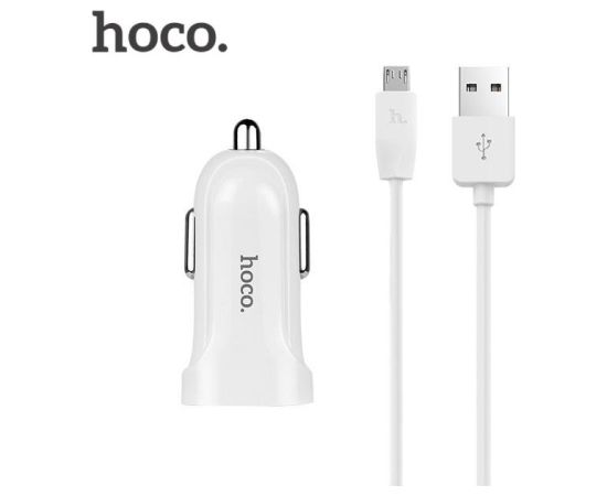 Hoco Premium Z2 Fast USB Универсальный 1.5A USB Быстрое Автомобильное зарядное устройство + Micro USB Белый