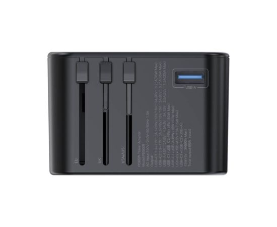 Универсальное зарядное устройство для путешествий Choetech PD5009 65W 2xUSB-C/USB-A черный