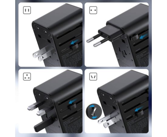 Универсальное зарядное устройство для путешествий Choetech PD5009 65W 2xUSB-C/USB-A черный