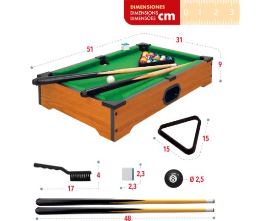 Игра Бильярдный стол из дерева 15 шаров 51x31x9 cm CB46615