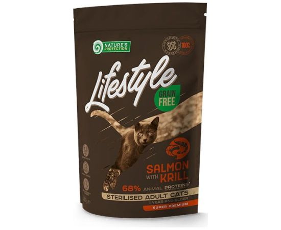 NATURE'S PROTECTION Lifestyle Grain Free Salmon with Krill Sterilised Adult Cat - dry cat food - 400 g