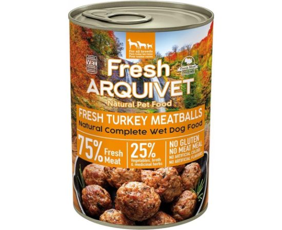 ARQUIVET Fresh Turkey Meatballs - wet dog food - 400g