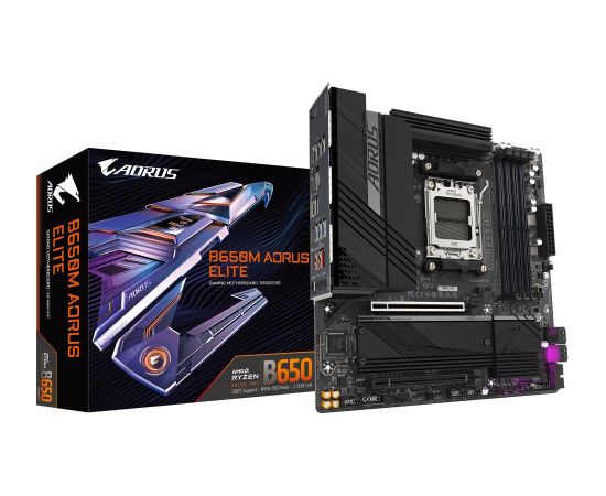 Mainboard GIGABYTE AMD B650 SAM5 Micro-ATX Memory DDR5 Memory slots 4 1xPCI-Express 4.0 4x	 1xPCI-Express 4.0 16x 2xM.2 1xHDMI 1xDisplayPort 4xUSB 2.0 7xUSB 3.2 1xUSB-C 1xOptical S/PDIF 1xRJ45 3xAudio port B650MAORUSELITE1.3
