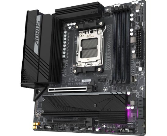 Mainboard GIGABYTE AMD B650 SAM5 Micro-ATX Memory DDR5 Memory slots 4 1xPCI-Express 4.0 4x	 1xPCI-Express 4.0 16x 2xM.2 1xHDMI 1xDisplayPort 4xUSB 2.0 7xUSB 3.2 1xUSB-C 1xOptical S/PDIF 1xRJ45 3xAudio port B650MAORUSELITE1.3