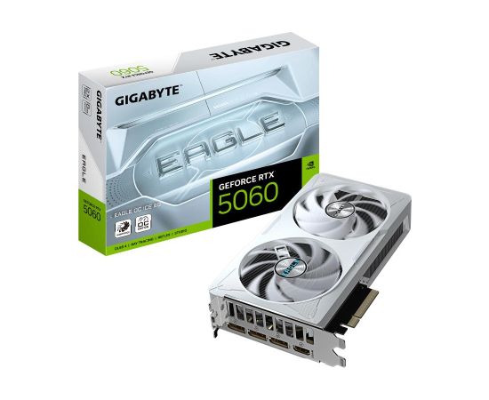Graphics Card GIGABYTE NVIDIA GeForce RTX 5060 8 GB GDDR7 128 bit PCIE 5.0 16x GPU 2550 MHz Dual Slot Fansink 1xHDMI 3xDisplayPort GV-N5060EAGLEOCICE-8GD