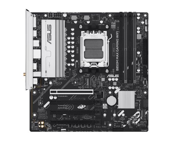 Mainboard ASUS AMD B850 SAM5 Micro-ATX Memory DDR5 Memory slots 4 3xPCI-Express 4.0 16x 1xPCI-Express 5.0 16x 3xM.2 1xHDMI 1xDisplayPort 5xUSB 2.0 2xUSB 3.2 2xUSB-C 1xRJ45 3xAudio port B850MMAXGAMINGWIFI