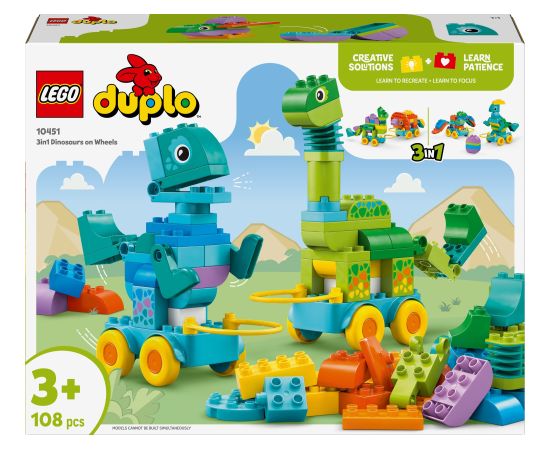 Lego Duplo 3 w 1 Dinozaury na kółkach (10451)