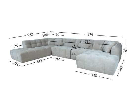 Corner sofa FORTE U-shape LC, beige