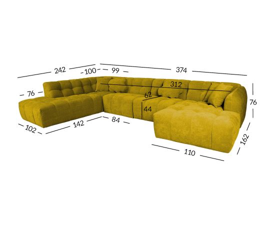 Corner sofa FORTE U-shape LC, brownish yellow