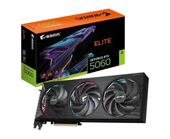 Graphics Card GIGABYTE NVIDIA GeForce RTX 5060 8 GB GDDR7 128 bit PCIE 5.0 16x GPU 2722 MHz Dual Slot Fansink 1xHDMI 3xDisplayPort GV-N5060AORUSE-8GD