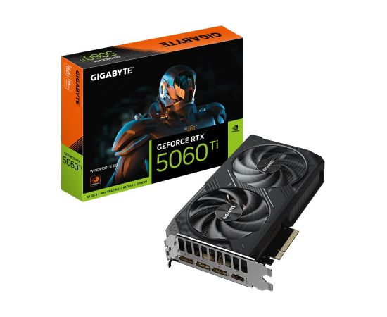 Graphics Card GIGABYTE NVIDIA GeForce RTX 5060 Ti 8 GB GDDR7 128 bit PCIE 5.0 16x GPU 2572 MHz 1xHDMI 3xDisplayPort GV-N506TWF2-8GD