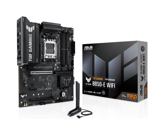 Mainboard ASUS AMD B850 SAM5 ATX Memory DDR5 Memory slots 4 1xPCI-Express 4.0 1x 1xPCI-Express 4.0 16x 1xPCI-Express 5.0 16x 3xM.2 1xHDMI 1xDisplayPort 3xUSB 2.0 3xUSB 3.2 2xUSB-C 1xRJ45 3xAudio port TUFGAMINGB850M-EWIFI