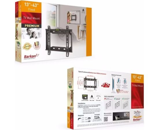 Barkan E202+.B 19"-39" (55") plokšičam TV, fiksuotas, sieninis, juodas