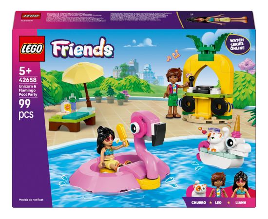 LEGO Friends Impreza na basenie z jednorożcem i flamingiem (42658)