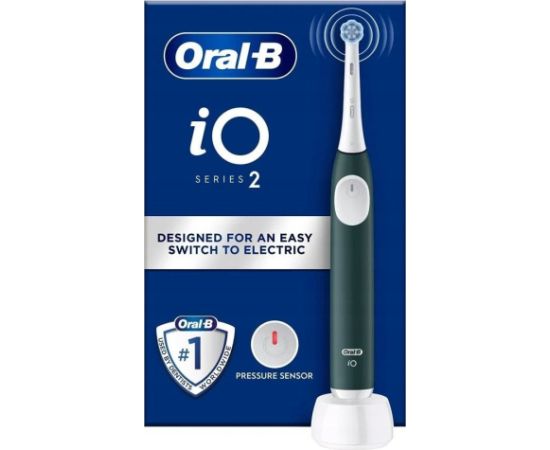 Oral-B Electric Toothbrush with Pressure sensor | iO2 | Rechargeable | For adults | Number of brush heads included 2 | Number of teeth brushing modes 3 | Forest Green