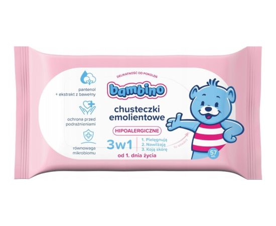 NIVEA Bambino Chusteczki emolientowe 3w1 hipoalergiczne 1 x 57 szt
