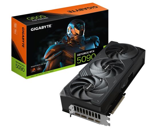 GIGABYTE GeForce RTX 5090 WINDFORCE OC 32G Graphics Card - 32GB GDDR7, 512bit, PCI-E 5.0, 2467MHz Core Clock, 3 x DP 2.1a, 1 x HDMI 2.1b, NVIDIA DLSS 4, GV-N5090WF3OC-32GD