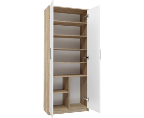 Top E Shop dokumentu skapis OLIV 2D, 74×35×180 cm, SONOMA ozolkoka / baltā kombinācijā