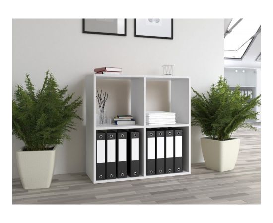 Top E Shop Topeshop MALAX 2X2 BIEL dzīvojamās istabas grāmatu skapis, 74 × 30 × 75 cm