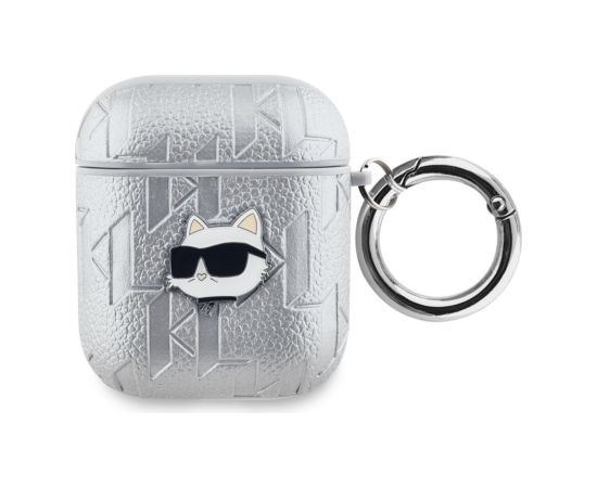 Karl Lagerfeld -  Karl Lagerfeld PU Embossed Choupette Head Case for AirPods 1/2 Silver