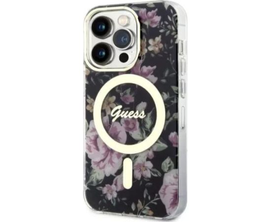 Guess Apple  iPhone 14 Pro 6.1 hardcase Flower MagSafe Black