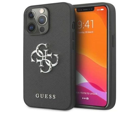 Guess Apple  iPhone 13 Pro hardcase Saffiano 4G Metal Logo Black