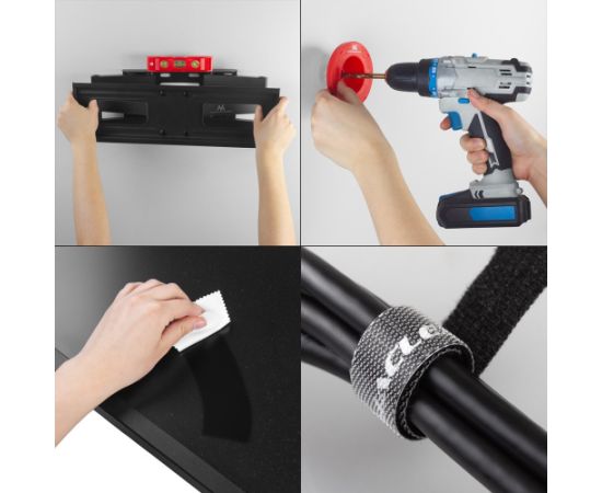 Maclean TV Mount, max VESA 600x400, 32-85", 60kg, horizontal and vertical angle adjustment, profile 65-390mm, black, MC-789