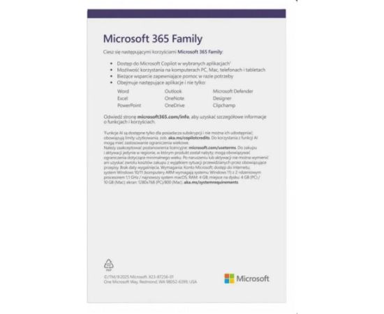 Microsoft 365 Family Polish EuroZone Subscr