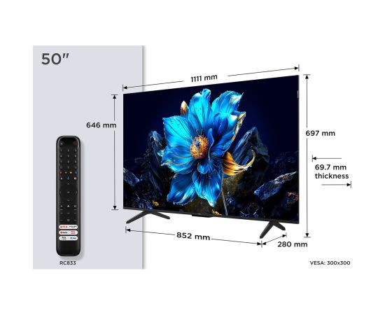 TCL P79K 50P79K TV 127 cm (50") 4K Ultra HD Smart TV Wi-Fi Metallic 430 cd/m²