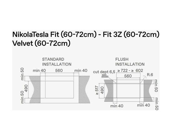Elica NIKOLATESLA FIT RAW BR/A/72 Indukcijas plīts virsma ar iebūvētu tvaika nosūcēju