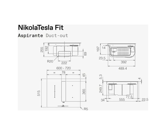Elica NIKOLATESLA FIT RAW BR/A/72 Indukcijas plīts virsma ar iebūvētu tvaika nosūcēju