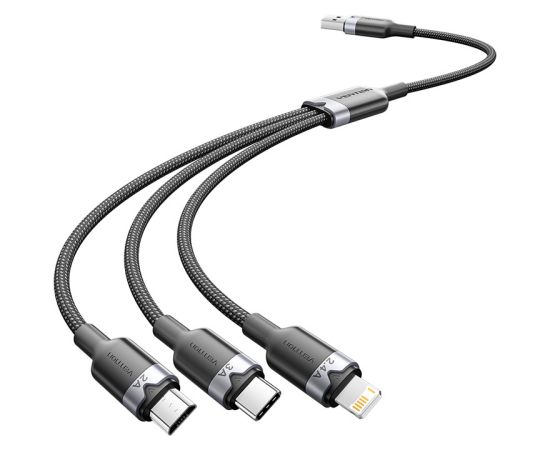 USB 2.0 A male to 3-in-1 USB-C, Lightning and Micro-B male cable Vention 3A CTPBG 1.5m