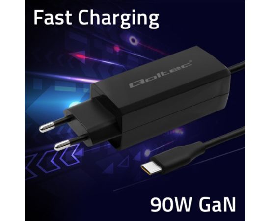 Qoltec 52420 90W GaN Super Fast Charger| 5-20V | 3-4.5A | USB-C 3.1