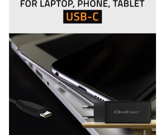 Qoltec 52419 65W GaN Super Fast Charger| 5-20V | 3-3.25A | USB-C 3.1