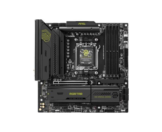 Mainboard MSI AMD B850 SAM5 Micro-ATX Memory DDR5 Memory slots 4 1xPCI-Express 4.0 4x	 1xPCI-Express 4.0 8x 1xPCI-Express 4.0 16x 1xPCI-Express 5.0 16x 3xM.2 1xHDMI 3xUSB 2.0 4xUSB 3.2 2xUSB-C 1xOptical S/PDIF 1xRJ45 2xAudio port MAGB850MMORTARWIFI