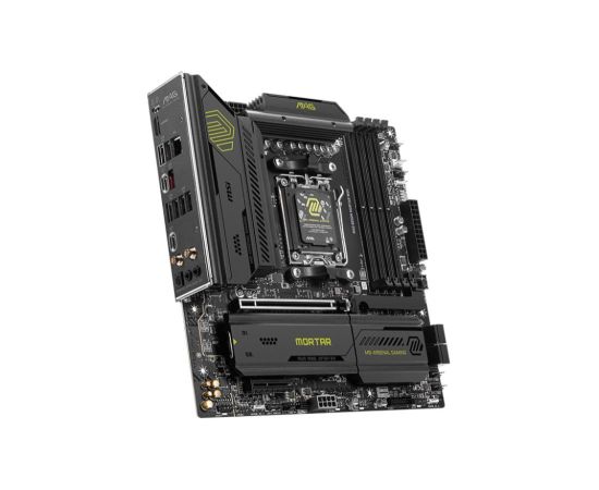 Mainboard MSI AMD B850 SAM5 Micro-ATX Memory DDR5 Memory slots 4 1xPCI-Express 4.0 4x	 1xPCI-Express 4.0 8x 1xPCI-Express 4.0 16x 1xPCI-Express 5.0 16x 3xM.2 1xHDMI 3xUSB 2.0 4xUSB 3.2 2xUSB-C 1xOptical S/PDIF 1xRJ45 2xAudio port MAGB850MMORTARWIFI