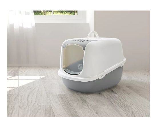 SAVIC Nestor Jumbo White-Grey – covered cat litter box – 66.5x48.5x46.5 cm – 1 pc.