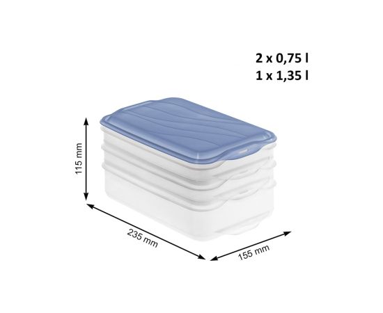 ROTHO Rondo Horizon blue - food storage container - 2 x 0,75l, 1 x 1,35l