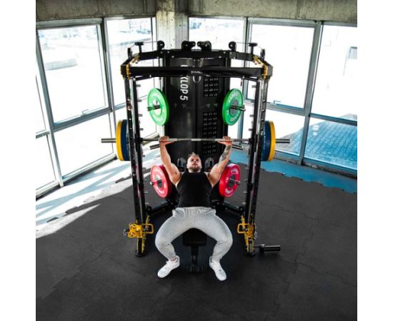 Daudzfunkcionālais trenažieris CYKLOP 5 SMITH MACHINE WITH WEIGHT STACK SEMI COMERCIAL HMS