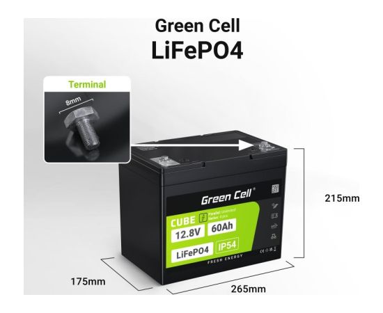Green Cell LFPGC12V60AH UPS battery Lithium Iron Phosphate (LiFePO4) 12.8 V 60 Ah