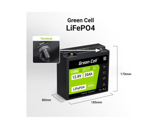 Green Cell LFPGC12V20AH UPS battery Lithium Iron Phosphate (LiFePO4) 12.8 V 20 Ah