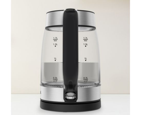 Tefal Glass Kettle KI605830 electric kettle 1.7 L 2200 W Black, Silver, Transparent