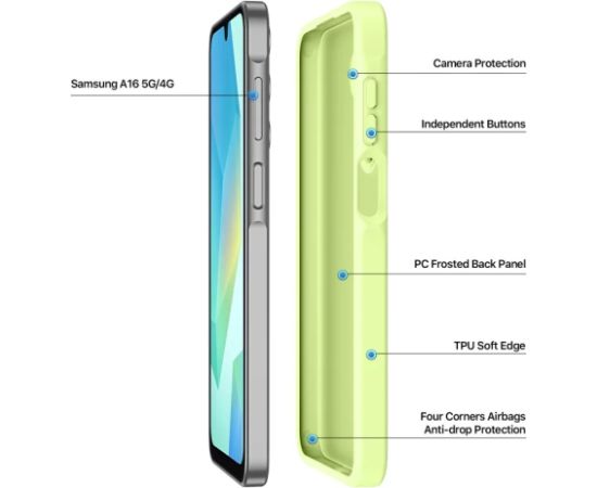 Чехол Dux Ducis Yind для Samsung A165 A16 4G/A166 A16 5G зеленый
