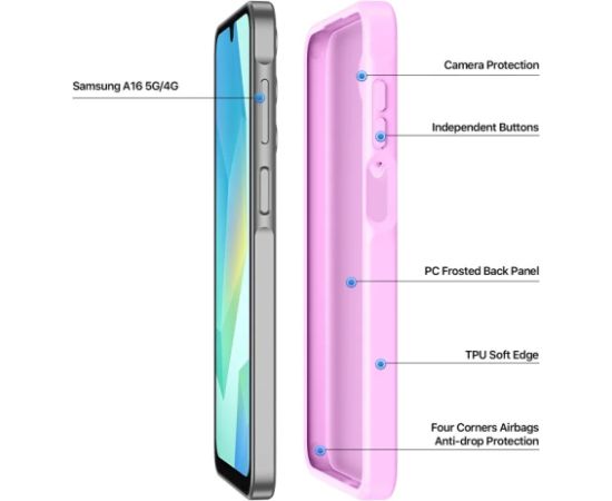 Чехол Dux Ducis Yind для Samsung A165 A16 4G/A166 A16 5G розовый