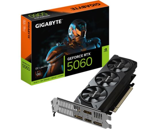 GIGABYTE GeForce RTX 5060 OC Low Profile 8G Graphics Card - 8GB GDDR7, 128bit, PCI-E 5.0, 2512 MHz Core Clock, 3 x DisplayPort, 1 x HDMI, GV-N5060OC-8GL