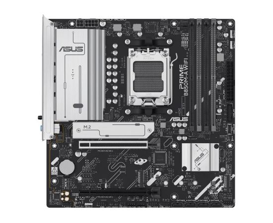 Mainboard ASUS AMD B850 SAM5 Micro-ATX Memory DDR5 Memory slots 4 1xPCI-Express 4.0 16x 1xPCI-Express 5.0 16x 3xM.2 1xHDMI 2xDisplayPort 4xUSB 2.0 4xUSB 3.2 1xRJ45 3xAudio port PRIMEB850M-AWIFI